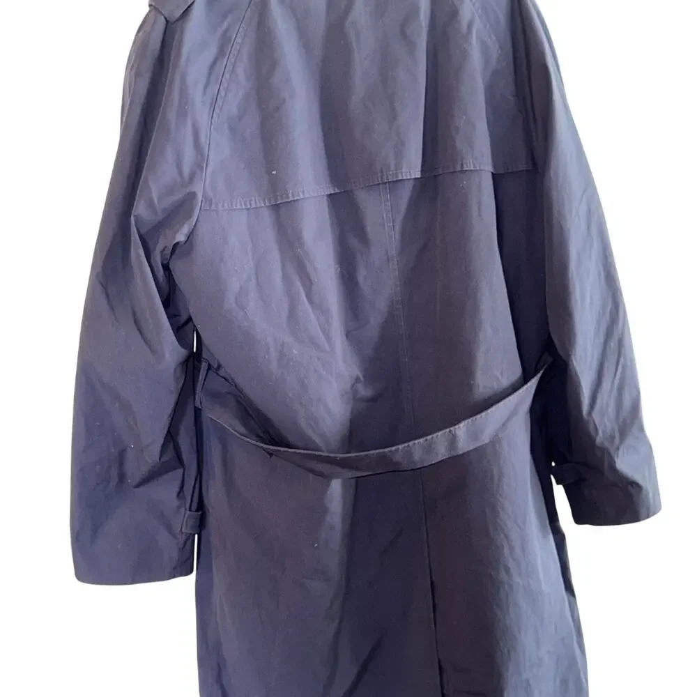Vintage US Military Navy Blue Trench Coat Raincoat Men’s 44L P7530